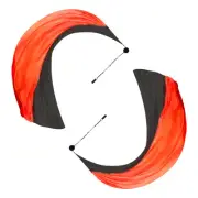 1 Pair Dance Silk Veil Poi with Throw Ball 79" x 32", Black&Red Gradient