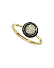 Lagos 18K Yellow Gold Caviar Diamond Cluster & Ceramic Frame Ring