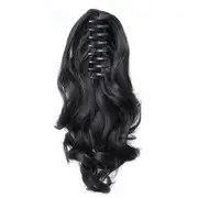 2 Pcs Heat Resistant Synthetic Hair Fiber Wavy Claw Clip in/on Ponytail Extensions