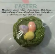 Easter Village Miniatures Fairy Garden Doll house Farmhouse Bird Nest w/Eggs 1"