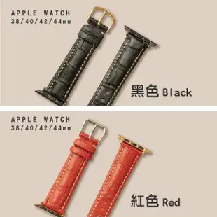 【蘋果庫Apple Cool】Apple Watch S7/6/SE/5/4 42/44/45mm 鱷魚紋真皮帶