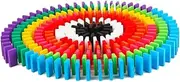 BCOATH 200 Pcs Rainbow Wooden Domino Building Blocks Early Educational for Safe Fun Stacking Activity Christmas Present