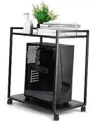 Computer Tower Stand, 2-Tier CPU Stand PC Stand withockable Wheels Under L