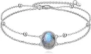 [CRMAD] Larimar/Labradorite/Opal/Black Onyx/Lapis Lazuli Bracelet Anklet for Women Sterling Silver Oval/Teardrop Anklet Beach Jewelry Gift for Women (larimar)