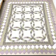 Handmade Double Wedding Ring Cotton Fabric Queen Size Patchwork quilt top/topper