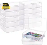 12 Pack Rectangle Clear Plastic Bead Storage Containers Box Case with Lid for Ea