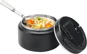 Soup Thermo for Hot Food Kids 13.5oz Lunch Containers with Buckle Lid Wide Mouth Hot Food Jar Vacuum Insulated Stainless Steel Bento Box Leakproof with Spoon(Black)