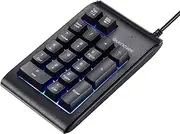 Backlight Keyboard, SurnQiee USB Wired 3 Colors Back Light Numeric Keypad, Full Size 19 Key Portable Multi-Function Number Pad for Laptop Desktop Computer PC Notebook - Black