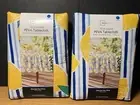 Lot Of 2 BRAND NEW Mainstays 70" Round PEVA Vinyl Lemon & Blue Stripe Tablecloth