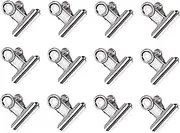 12 Pcs 1.3 Inch Width Stainless Steel Clips, Silver Bulldog Paper Clip Clamp/Money File Binder Clips for Pictures, Photos, Home Office Supplies (Silver-3cm)