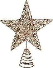 Champagne Star Christmas Tree Topper Star for Christmas Tree Metal Xmas Tree Topper for Christmas Decorations Ornaments 20cm