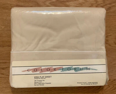 J.C.Penney Martex King Flat Sheet Smooth Touch Tan 180 threads Cotton Polyester