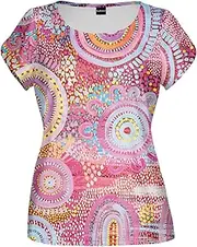 [Bwtribal] BW Tribal -Let's Collect Sea Shells Women's Fashion Top, 170 GSM Soft Palin Polyester, Indigenous Art, Crew Neck, Short Sleeve, Comfortable Fit