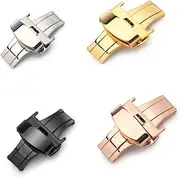 [WRITWAA] Stainless Steel Watch Belt Buckle Double Button Clasp Non-automatic Elastic for Men's Watches