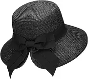 [YeeHeen] Straw Sun Hat for Women Floppy Foldable Summer Beach Hat UPF 50 Wide Brim Packable Hat