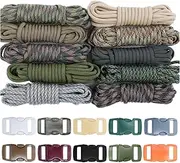 West Coast Paracord Survival Paracord Combo Crafting Kit with 10 Colors of 500lb Cord and 10 Buckles - Zesty Camo