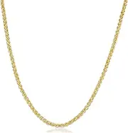[Kooljewelry] 14k Yellow Gold Filled 2.5 mm Round Wheat Chain Necklace Unisex Jewelry for Men and Women