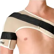 Bodyassist Sports Thermal Shoulder Support with Stabiliser Strap, Beige, Right Side, Regular
