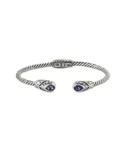 Samuel B. Silver 1.00 ct. tw. Amethyst Twisted Cable Bangle Bracelet