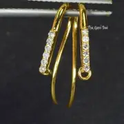 12mmx15.5mm 18k Solid Yellow Gold Diamond Earwires PAIR