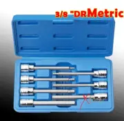 7pcs 3/8" MM Extra Long Hex Allen Bit Socket Set with Case Tool Metric