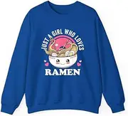 [X.Style] Just a Girl Who Loves Ramen Japanese Noodles I Love Ramen ds028 Sweater Royal XL