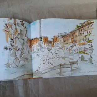 《文化國際通》-素描畫集 My Italian Sketchbook我的意大利速寫本(稍有泛黃.內頁無損)