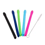 Appetito Set 5 Silicone Cocktail Straws + Cleaning Brush