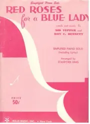 RED ROSES FOR A BLUE LADY-SHEET MUSIC-SIMPLIFIED PIANO SOLO WITH LYRICS-1949-NEW