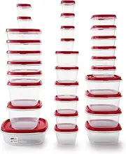 [Rubbermaid] 2063701 Easy Find Vented Lids BPA Free Plastic Food Storage Containers, Set of 30 (60 Pieces Total), Racer Red; Great for Meal Prep; Reusable & Stackable