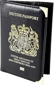 [Esposti] Unisex-Adults Black Faux Leather Passport Wallet with Gold Protective Corners