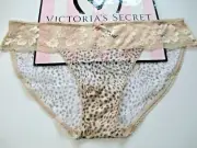 VICTORIA'S SECRET Body by Victoria Bikini Panty VS Mesh Leopard M Lace Trim NWT