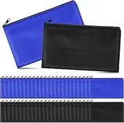 Silkfly 50 Pack Money Bag Security Bank Deposit Bags with Zipper 10.6x5.9 Inch PU Leather Money Pouch for Business Blue and Black Cash Bag Holder for Storage Banknotes, Coins, Receipts and Electronics