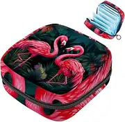 Period Bag,Sanitary Napkin Storage Bag,Flamingo Palm Tree Tropical,Tampon Holder for Purse
