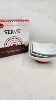 NEW Velata 3 Nesting Bowls-White-Square w/Colored Silicone Bases