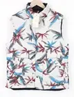 SCOTCH & SODA Men Vest M Off-White Reversible Leaf Print Buttoned High Neck