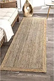 Aizza Trends Indian Handmade Braided Inner Gray Jute Area Rug-Floor Carpet Rug-Bed Side Runner Rug-Doormat Rug - 2 x 8 Feet (60 cm x 240 cm)