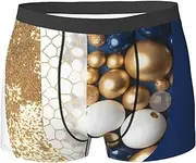 [QMNEHJ] Gold Blue White Men's Boxer Briefs Breathable Stretch Underwear Moisture-Wicking Trunks for Men