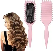 Curly Hair Brush for Detangling and Styling - Curl Define Comb for Men and Women (Pink)