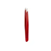 Tweezerman Studio Collection Stainless Steel Tweezers with Slanted Ends Signature Red