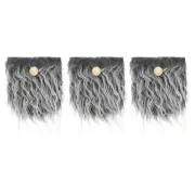 3 Pcs Pre-Cut Gnome Beard with Wood Balls, Light Grey