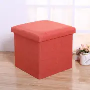LARGE Linen Fabric Storage Toy Box Chest Foot Bed Stool Seat ORANGE COLOUR