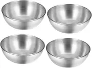 HEALEEP 4pcs Stainless Steel Round Dipping Sauce Bowls Condiment Dishes for Sushi Appetizers and Kitchen Use Compact and Portable Small Mixing Bowls
