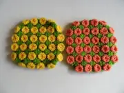 2 x Vintage Retro Hand Crochet Cottage Floral Chunky acrylic wool Cushion Covers