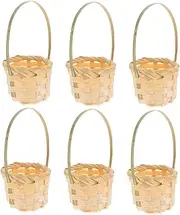 POPETPOP Elegant Hand-Woven Mini Bamboo Baskets 6 Pack Versatile for Flower Display DIY Projects and Home Organization
