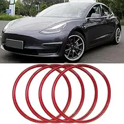 Tire Protection Rings, 4 High Strength Nylon Material Protection Rings, Car Wheel Decoration Protection Rings, Scratch Resistant, Abrasion Resistant, Suitable for All Types of Vehicles (Red,17in)