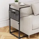 C Shaped End Table, 33'' Tall Side Table for Couch, Adjustable Height Small C...