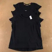 Old Navy Girls XL (14-16) Black Softest Short-Sleeve Lattice-Back Tee 3 Pack NWT