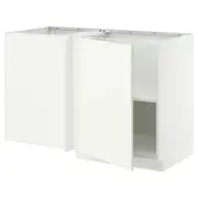 METOD corner base cabinet with shelf, white/Vallstena white, 128x68x80 cm