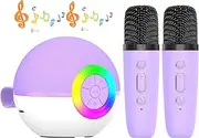 ZONEY Karaoke Machine for Kids, Mini Portable Bluetooth Speaker with 2 Wireless Microphones,Karaoke Toys Gifts with Interactive Lights and Sound for Girls Boys Adults Home Party Birthday (Purple)
